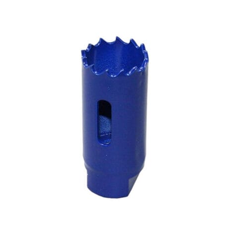Irwin Bi-Metal Holesaw 20mm 10504165 with jagged edge and side openings, shown on a white background—available for tool hire Newry.