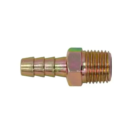 8mm Barbed To 1/4" Male Thread Blister Pack - JEFA006-CD The 8mm Barbed To 1/4" Male Thread Blister Pack (JEFA006-CD) is shown on a white background—available at tool hire Newry for your plumbing needs.