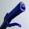 Close-up of the Long Plastic Blow Gun - JEFA010 featuring a blue plastic handle and threaded brass nozzle on a plain background, ideal for tool hire Newry.