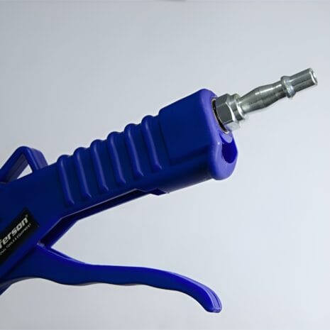 Long Plastic Blow Gun - JEFA010-2 A close-up of the Long Plastic Blow Gun - JEFA010 with a metal nozzle, available for hire at Tool Hire Newry, set against a plain light background.