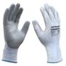The Cut Resistant Gloves Extra Large - JEFGLCG-XL are grey and white, feature textured palms and safety markings, and are perfect for demanding tasks or tool hire Newry services.