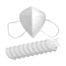 A pack of FFP2 Particulate Respirator Masks (50pks) is shown, featuring a white mask with ear loops above eleven more arranged diagonally, reflecting the safety focus upheld by tool hire Newry.