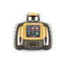 The Topcon RL-H5A Rotating Laser Level, yellow and grey with side handles and a control panel, is available for tool hire in Newry. The unit is shown against a white background.