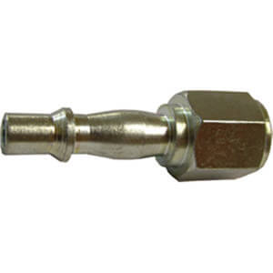 Metal air hose connector with a hexagonal nut and a ridged nozzle, shown against a plain backgroundโideal for tool hire Newry professionals seeking reliable equipment.