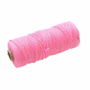 A spool of bright pink nylon twine is shown against a white background, perfect for your next project or available through tool hire Newry.